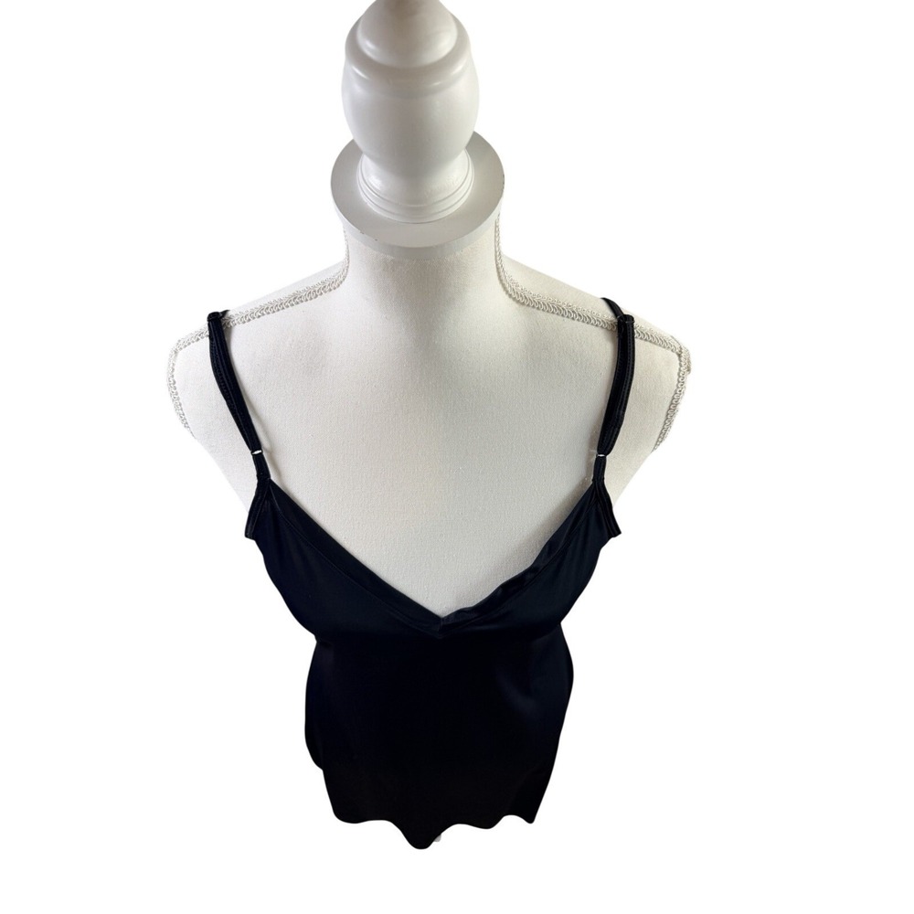 NWOT Vanity Fair Black V-Neck Short Sleeveless Nightgown Large - Picture 2 of 5